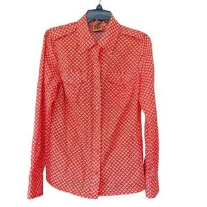 Tory Burch convertible sleeve button down blouse Size 8